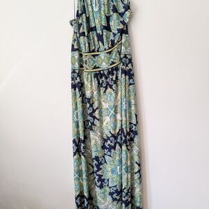 London Times Elegant Blue and Green Paisley Maxi‎ Dress 12